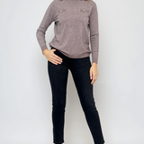 Bluză fină din tricot cu nasturi aurii gri