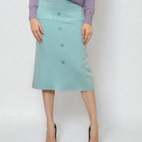 Fustă midi tricotată cu buzunare aqua