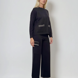 Compleu tricotat cu buzunare negru