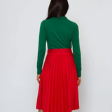 Fustă plisată cu curea rosu