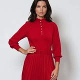 Pulover cu mâneci bufante si guler încretit rosu