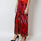 Fustă pantaloni vaporoasă din mătase roz