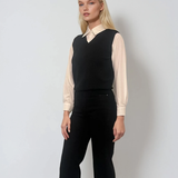 Vestă cu mâneci si guler cămasă negru