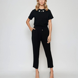 Pantaloni lungi conici din bumbac cu buzunare negru