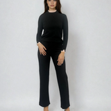 Pulover cu volan plisat negru