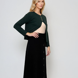 Jachetă tricotată cu nasturi aurii verde-dark