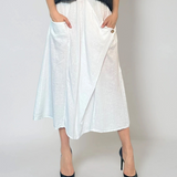 Fustă midi cu buzunare și nasture alb