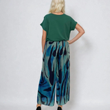 Fustă pantaloni vaporoasă din mătase bleu