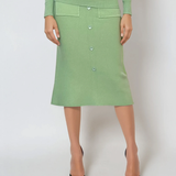 Fustă midi tricotată cu buzunare fistic