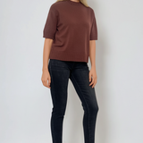 Pulover gros cu mânecă scurtă maro