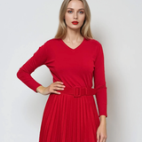 Pulover cu decolteu în V moale si confortabil rosu