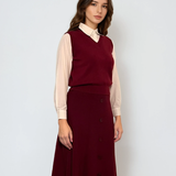 Vestă cu mâneci si guler cămasă grena