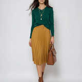 Fustă plisată cu curea galben