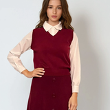 Vestă cu mâneci si guler cămasă grena