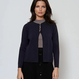 Jachetă tricotată cu nasturi aurii bleumarin