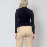 Pulover cu volan plisat bleumarin