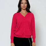 Jachetă cu buzunare si nasturi ciclam