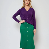 Fustă midi tricotată cu buzunare verde