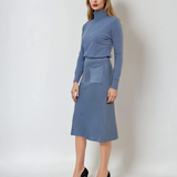 Pulover tip maletă albastru-jeans