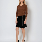 Pulover cu decolteu în V moale si confortabil maro