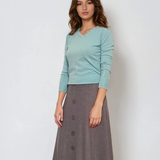 Pulover cu decolteu în V moale si confortabil aqua