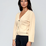 Cardigan cu decolteu în V si buzunare alb