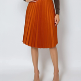 Fustă plisată cu curea caramiziu