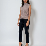 Vestă pe gât cu nasturi decorativi gri