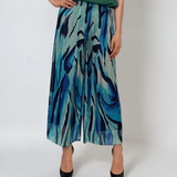 Fustă pantaloni vaporoasă din mătase bleu