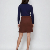 Fustă scurtă cu fermoar pe picior maro