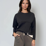 Bluză cu mânecă lungă cu insertie albă negru