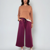 Fustă pantalon cu buzunare și șnur mov