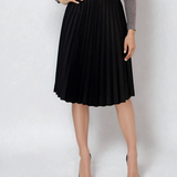 Fustă plisată cu curea negru