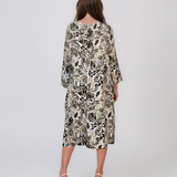 Rochie cu print oriental și buzunare negru
