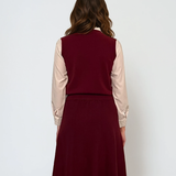 Vestă cu mâneci si guler cămasă grena