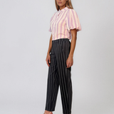 Pantaloni cu dungi și manșetă negru