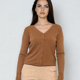 Jachetă basic cu decolteu si nasturi beige