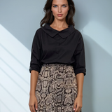 Cămașă din bumbac cu decolteu stil bărcuță elegant negru