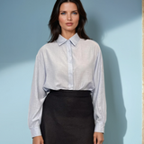 Cămașă din vascoză cu mânecă lungă bleu