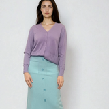 Fustă midi tricotată cu buzunare aqua