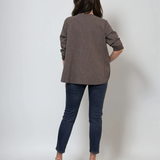 Bluză largă office din mix de vâscoză cu clapete decorative kaki