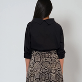 Cămașă din bumbac cu decolteu stil bărcuță elegant negru