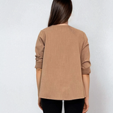 Bluză largă din bumbac cu mânecă 3/4 beige