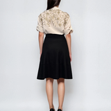 Cămașă din bumbac cu broderie pe umeri  și  croială lejeră alb