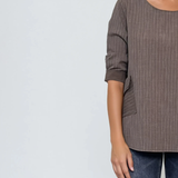 Bluză largă office din mix de vâscoză cu clapete decorative kaki