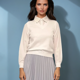 Vestă cu mâneci si guler cămasă alb