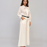 Cămașă din bumbac cu strasuri și fundă alb