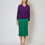 Fustă midi tricotată cu buzunare verde