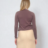 Pulover cu volan plisat mov