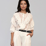 Bluză boho cu volane alb
